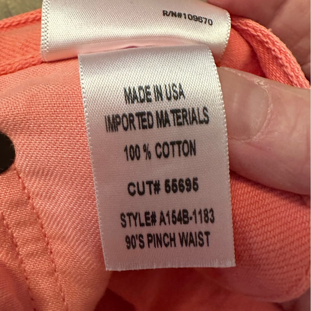 AGolde 90s Pinch Waist Straight Leg Jeans Coral Size 25 - Picture 7 of 7
